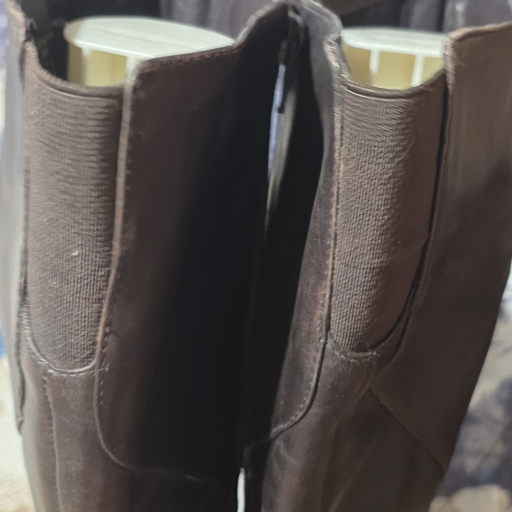 Nine West Timeless Women's Dark Brown Leather Knee-High Stiletto Boots - Picture 8 of 16